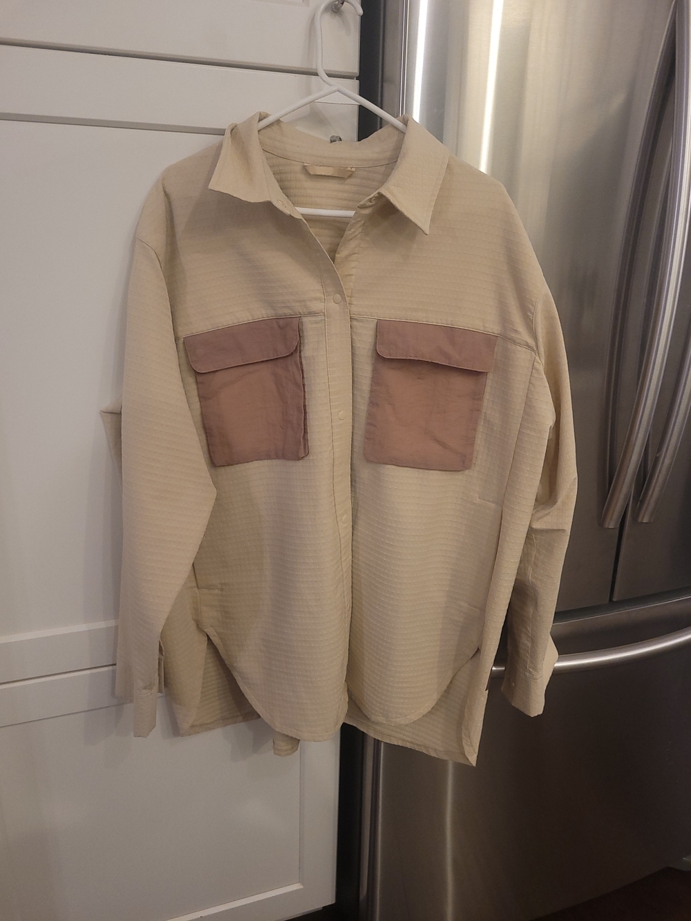 lululemon athletica Neutral Beige Shirt Jacket with Taupe Pockets